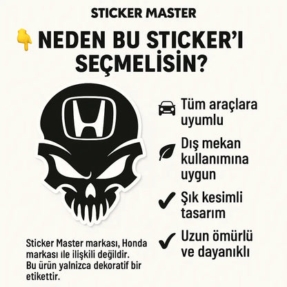 Sticker Master Honda Kafatası Sticker Oto Araç Çıkartma Etiket 20 Cm Sticker Master