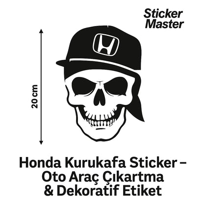 Sticker Master Honda Kurukafa Sticker Oto Araç Çıkartma Etiket 20 Cm Sticker Master
