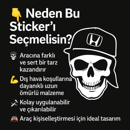 Sticker Master Honda Kurukafa Sticker Oto Araç Çıkartma Etiket 20 Cm Sticker Master