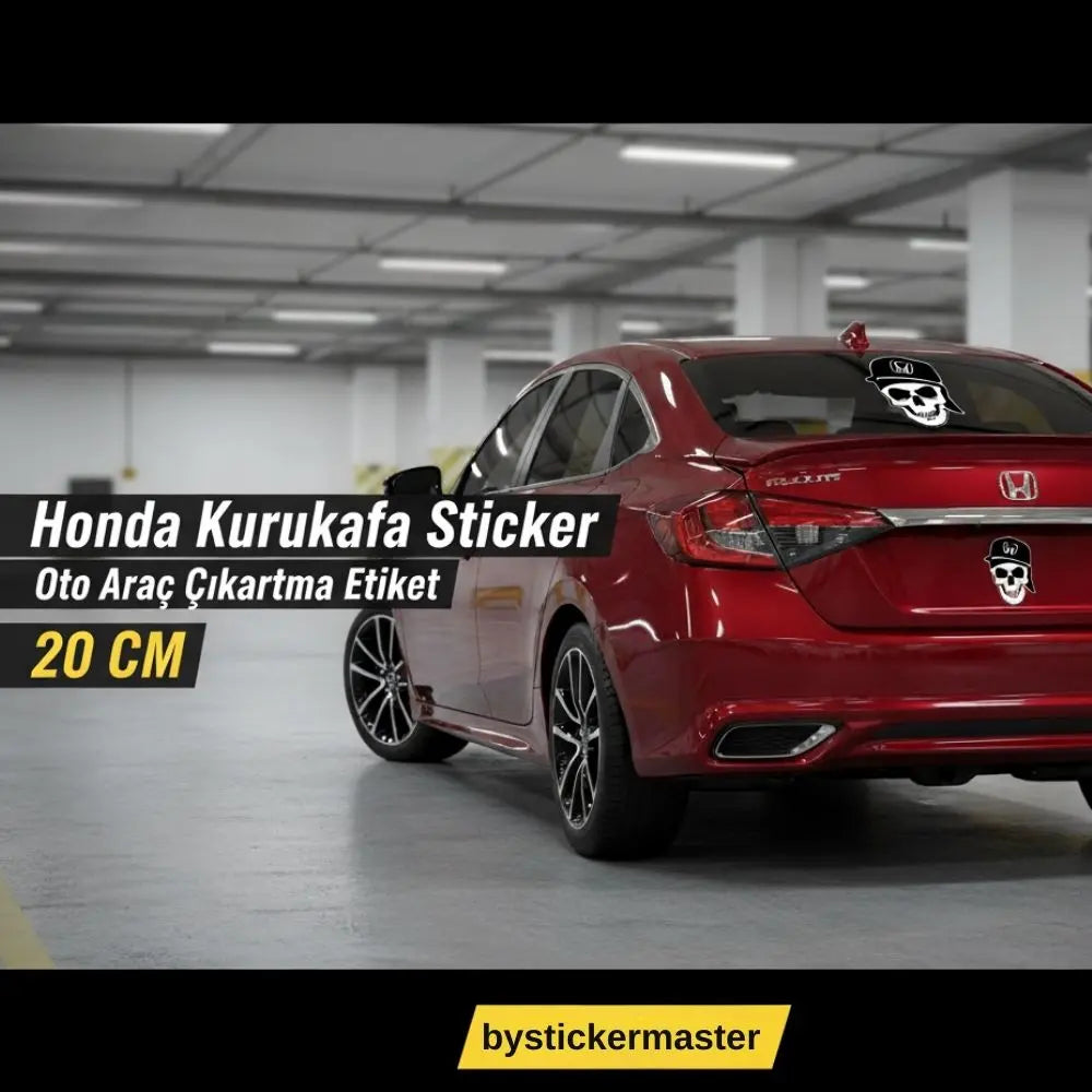 Sticker Master Honda Kurukafa Sticker Oto Araç Çıkartma Etiket 20 Cm Sticker Master