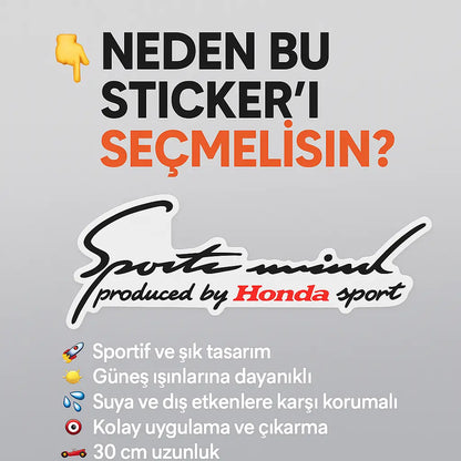 Sticker Master Honda Sports Mind Sticker Oto Araç Çıkartma Etiket 30 Cm Sticker Master