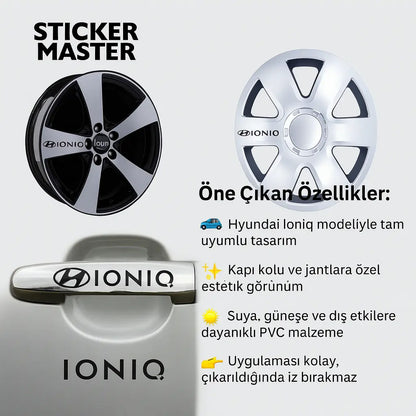 Sticker Master Hyundai Loniq Kapı Kolu ve Jant Sticker Seti – 10 Adet Sticker Master