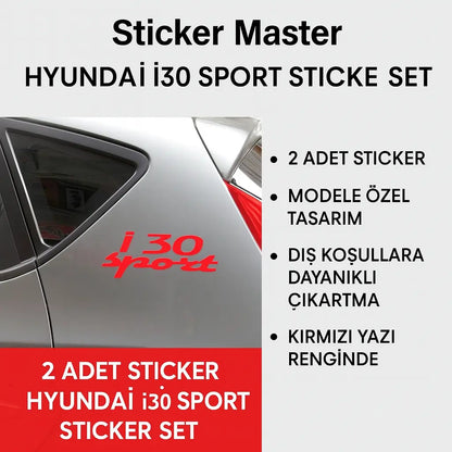 Sticker Master Hyundai i30 Sport Sticker Set – 2 Adet Sportif Araç Gövde Etiketi Sticker Master