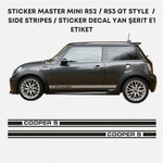 Sticker Master Kişiye Özel Mini R52 / R53 GT Style Side Stripes / Sticker Decal Yan Şerit Etiket – Cooper S Tasarımı Sticker Master