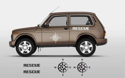 Sticker Master Lada Niva Set Rescue Sticker Seti Motor, Kask, Laptop, Araba, Oto Araç İçin Dayanıklı Etiket Decal
