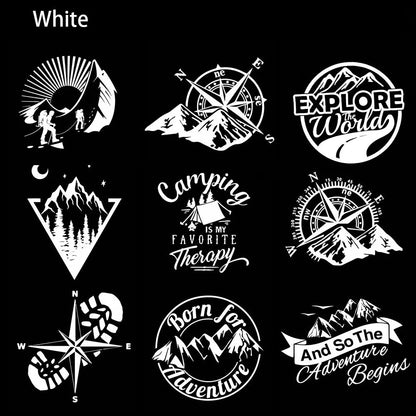 Sticker Master Macera Temalı Oto Sticker Koleksiyonu - Pusula, Dağ ve Kamp Tasarımları Sticker Master