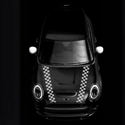 Sticker Master Mini Cooper Checkered Bonnet Stripes – Dama Desenli Kaput Şerit Sticker Takımı Sticker Master
