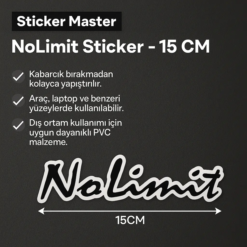 Sticker Master No Limit Sticker – 15 cm Sınır Tanımayan Tasarım Etiketi Sticker Master