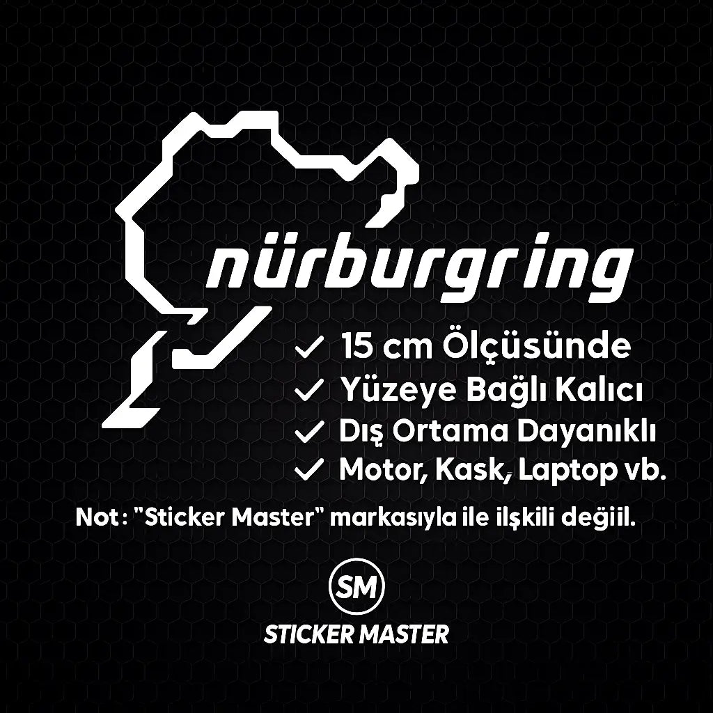 Sticker Master Nürburgring Sticker – 15 cm Dayanıklı Araç, Kask, Laptop Etiketi Sticker Master