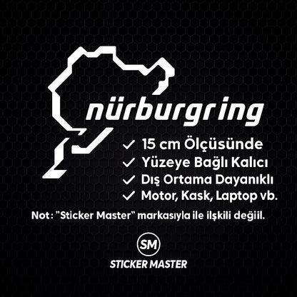 Sticker Master Nürburgring Sticker – 15 cm Dayanıklı Araç, Kask, Laptop Etiketi Sticker Master