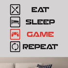 Oyuncu Duvar Sticker, Eat Sleep Game Repeat Dekoru | Sticker Master