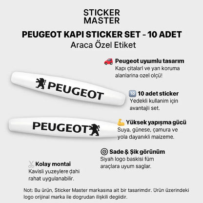 Sticker Master Peugeot Kapı Sticker Set - 10 Adet Araca Özel Dekoratif Etiket Sticker Master