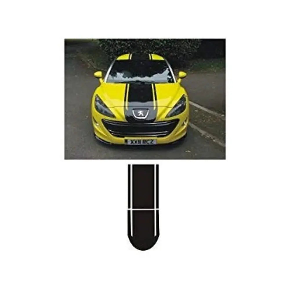 Sticker Master Peugeot RS Ön Kaput & Tavan Sticker – Siyah Çift Şerit Dekor (Tüm Gövde Boyu) Sticker Master