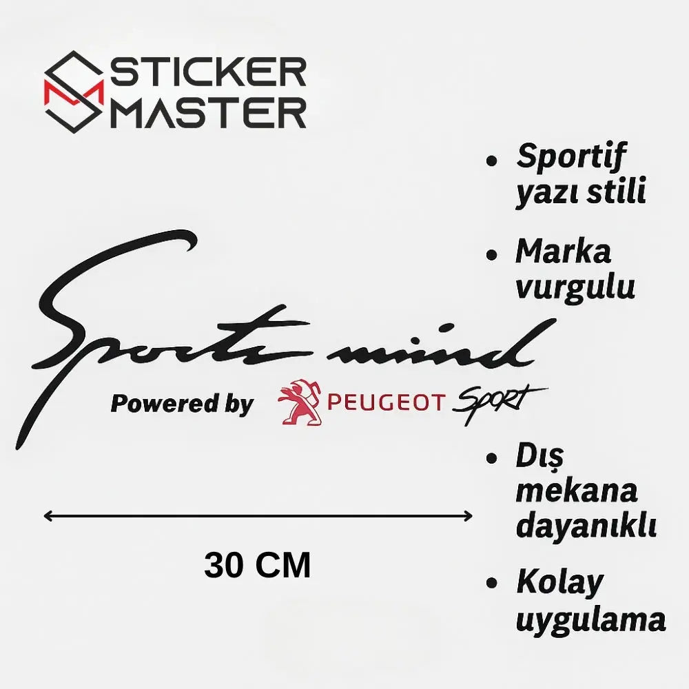 Sticker Master Peugeot Sport Mind Sticker – 30 Cm Sportif Araç Çıkartması Sticker Master