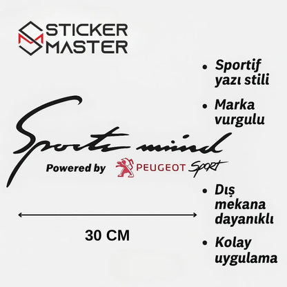 Sticker Master Peugeot Sport Mind Sticker – 30 Cm Sportif Araç Çıkartması Sticker Master