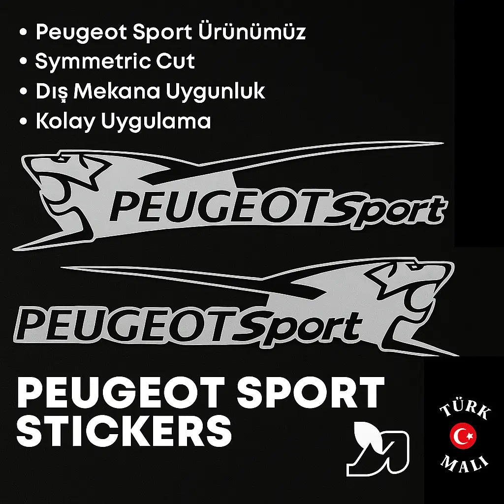 Sticker Master Peugeot Sport Sticker – 2’li Takım (30 Cm Sağ & Sol Simetrik) Sticker Master