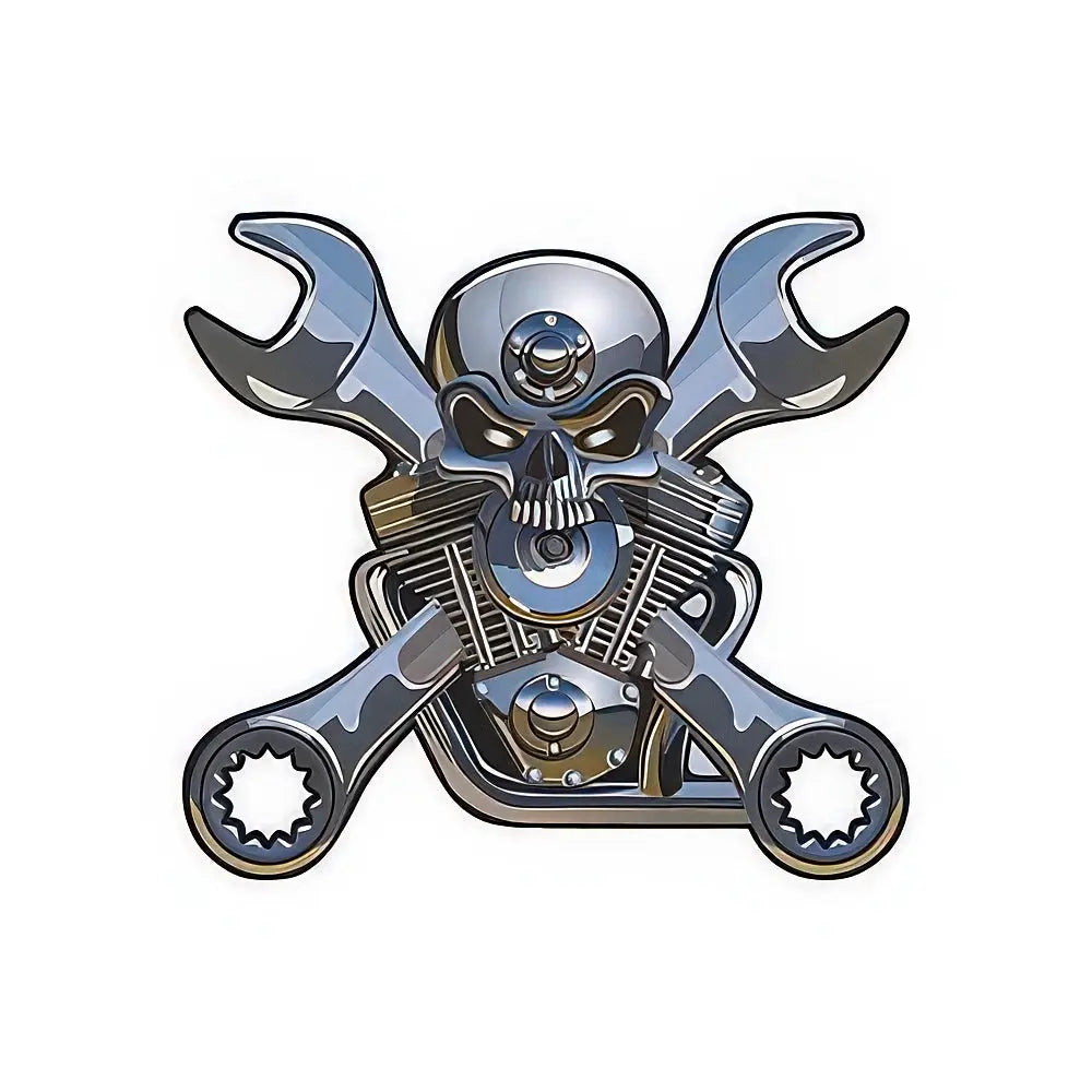 Sticker Master Piston Kurukafa Sticker – 15 Cm Motorcu Temalı Araba & Kask Etiketi Sticker Master