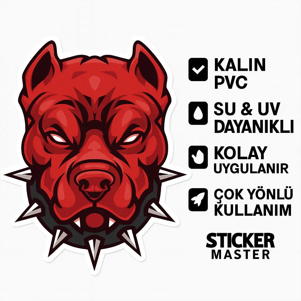 Sticker Master Pitbull Kafası Sticker – 13 × 11 Cm,Kask,Oto,Motor,Laptop Etiket Sticker Master