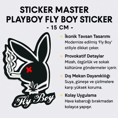 Sticker Master Playboy Fly Boy Sticker – 15 Cm Cesur ve Mizahi Tasarım Sticker Master