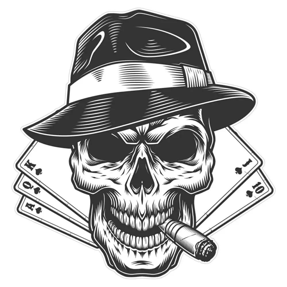 Sticker Master Poker Oyun Kartı Kurukafa Sticker Etiket Çıkartma Pc Laptop Araba Oto Motor 15 Cm - Sticker Master