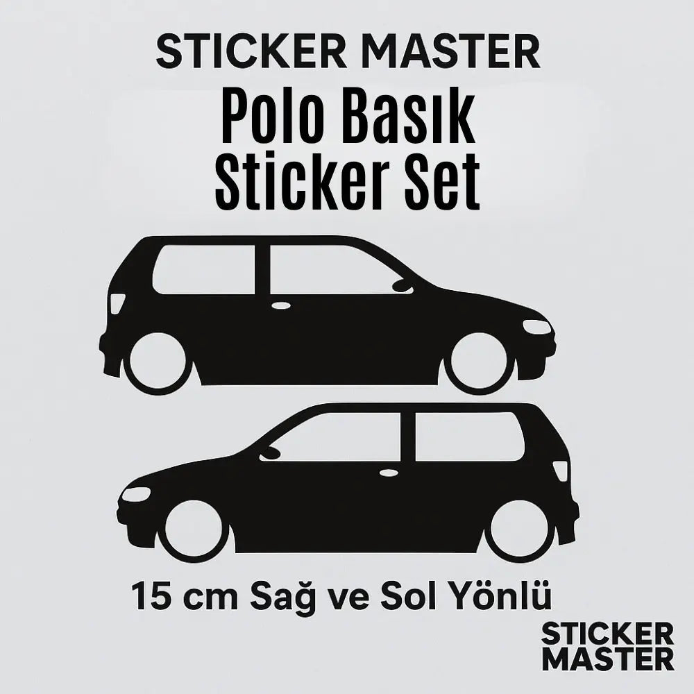 Sticker Master Polo Siluet Sticker Seti – 15 cm Sağ ve Sol Yönlü Araç Etiketi Sticker Master