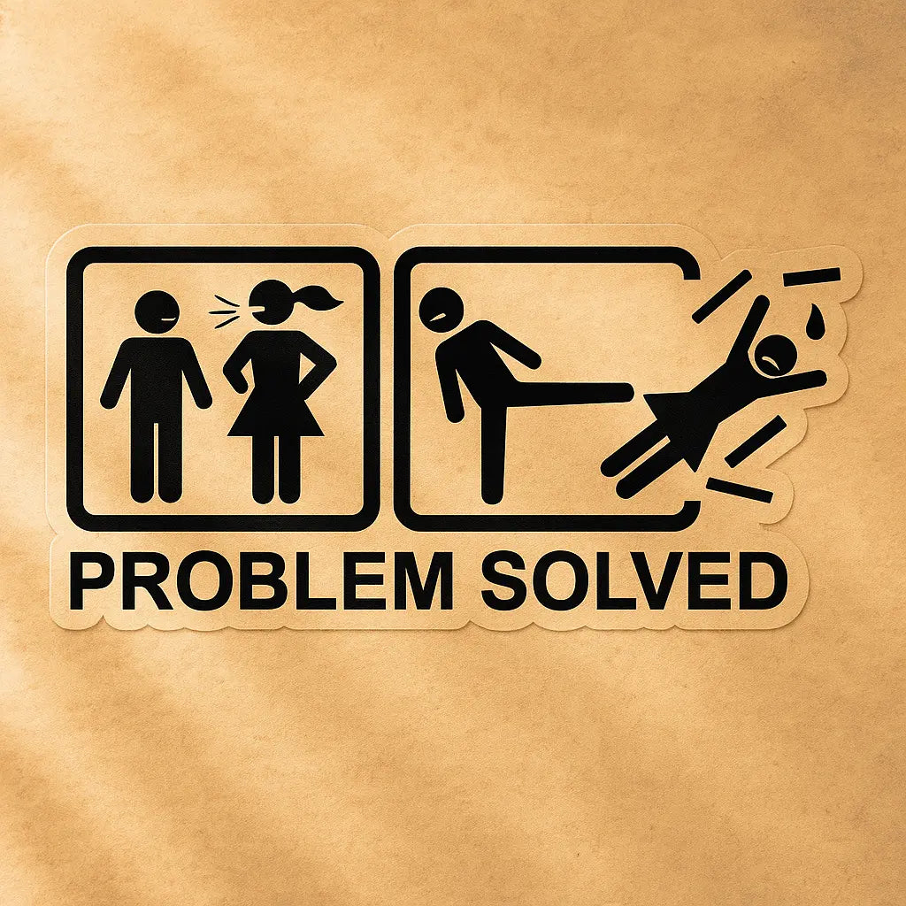 Problem Solved Sticker-Mizahi Araç ve Laptop Sticker-Sticker Master