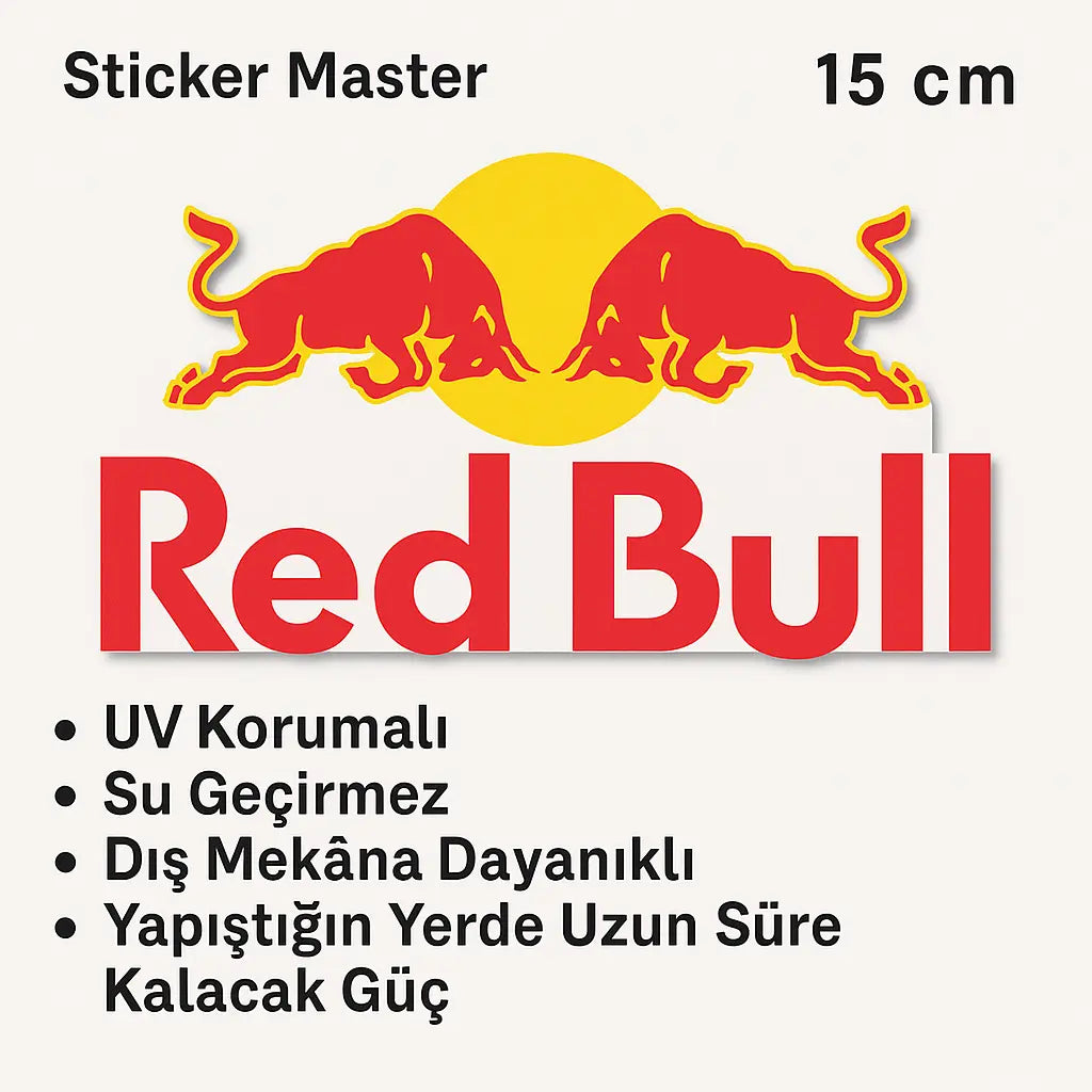 Sticker Master Red Bull Sticker - Motor, Kask, Laptop, Araba, Oto Araç İçin Dayanıklı Etiket (15 cm) Sticker Master