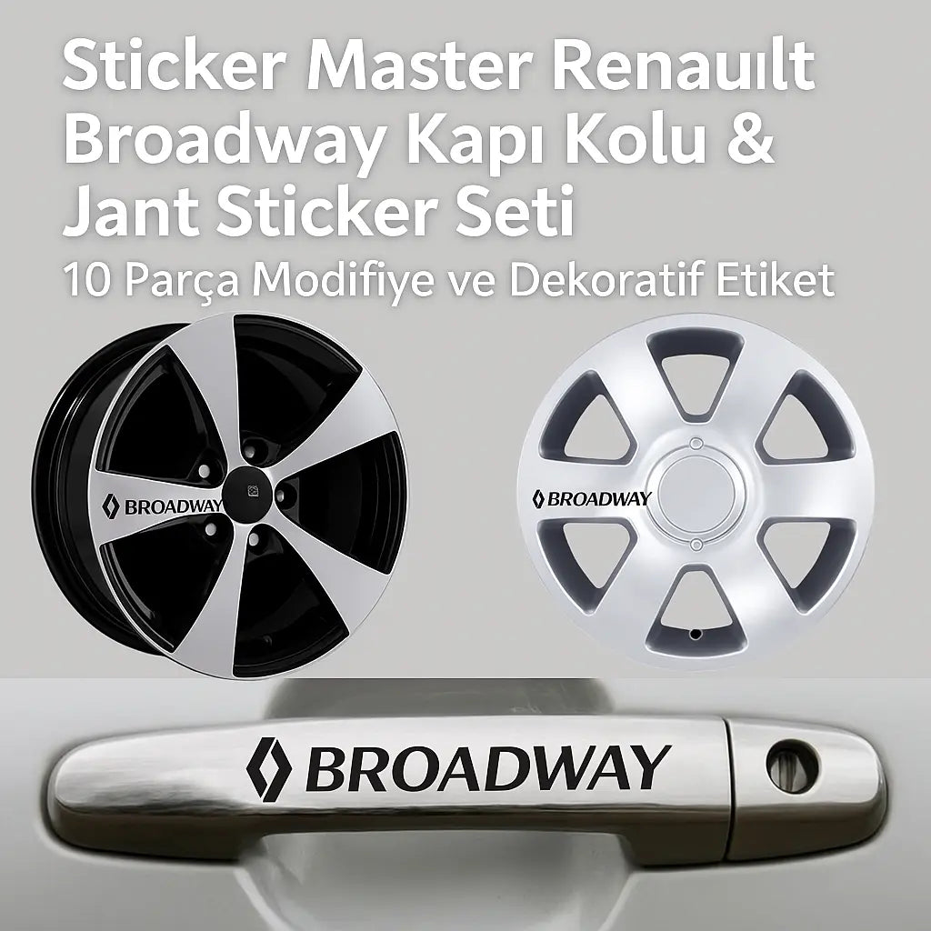 Sticker Master Renault Broadway Kapı Kolu & Jant Sticker – 10 Parça Modifiye Etiket Seti Sticker Master
