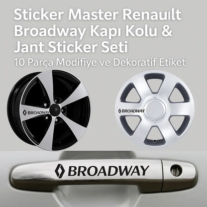 Sticker Master Renault Broadway Kapı Kolu & Jant Sticker – 10 Parça Modifiye Etiket Seti Sticker Master