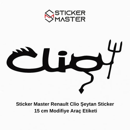 Sticker Master Renault Clio Şeytan Sticker – 15 cm Modifiye Araç Etiketi Sticker Master