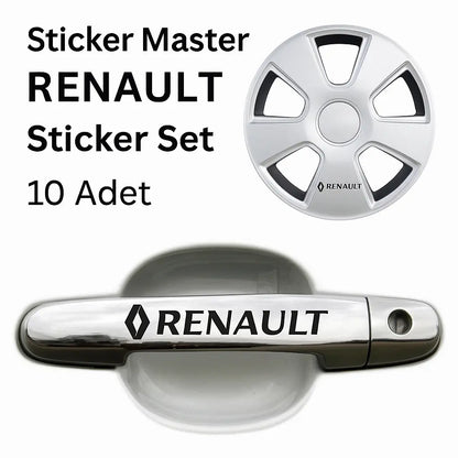 Sticker Master Renault Kapı Kolu & Jant Sticker Seti – 10 Adet Dayanıklı Vinil Sticker Master