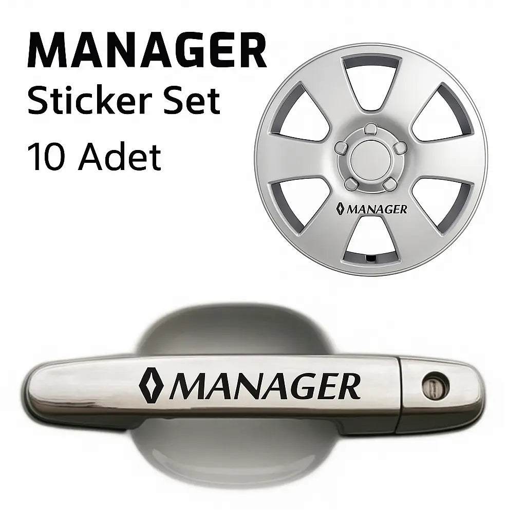 Sticker Master Renault Manager Kapı Kolu & Jant Sticker Seti – 10 Adet Dayanıklı Vinil Sticker Master