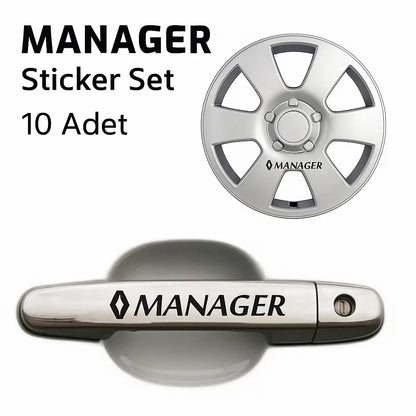 Sticker Master Renault Manager Kapı Kolu & Jant Sticker Seti – 10 Adet Dayanıklı Vinil Sticker Master