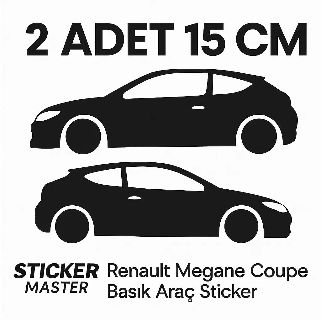 Sticker Master Renault Megane Coupe Basık Araç Siluet Sticker – 2 Adet 15 cm Dayanıklı Vinil Sticker Master