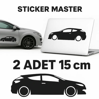 Sticker Master Renault Megane RS Sport Basık Araç Siluet Sticker – 2 Adet 15 cm Dayanıklı Vinil Sticker Master