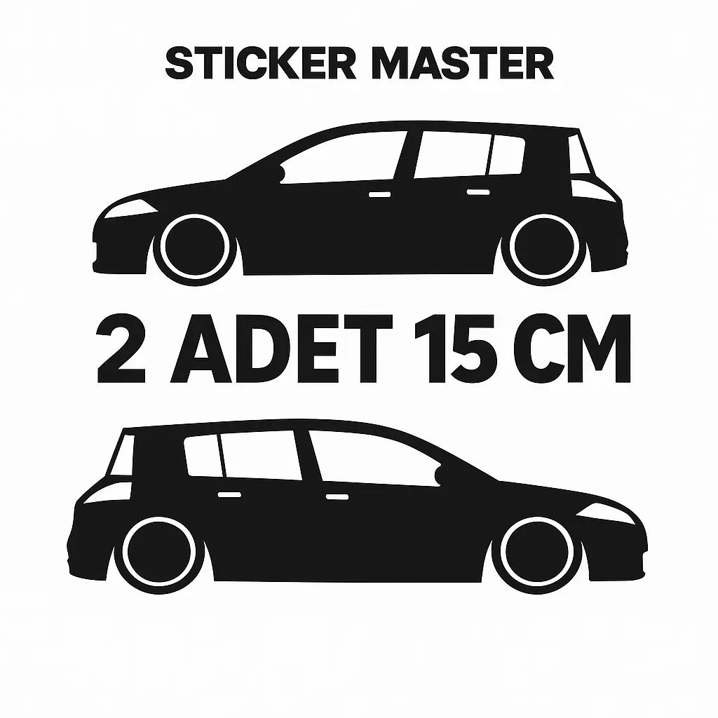 Sticker Master Renault Megane Sport 16V Basık Araç Siluet Sticker – 15 cm Dayanıklı Vinil - 2 Adet(Sağ&Sol)) Sticker Master