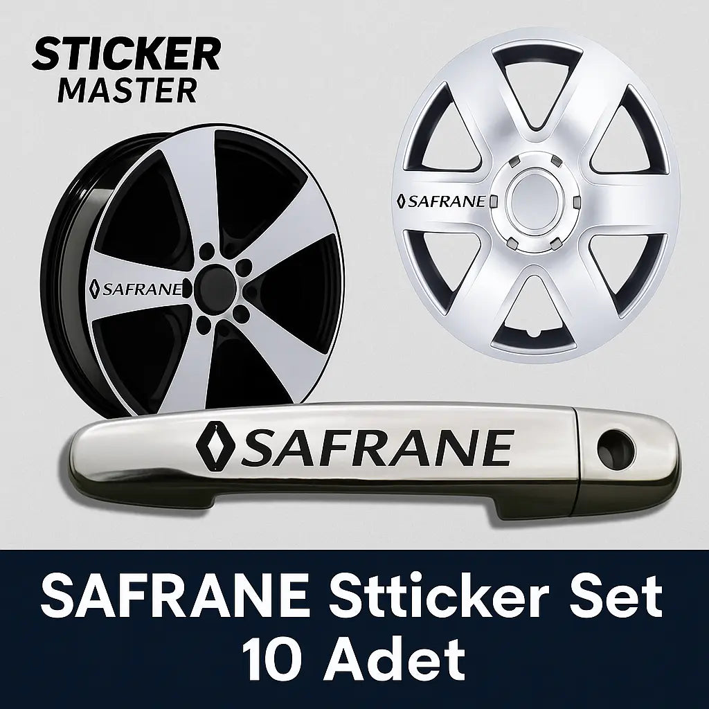 Sticker Master Renault Safrane Kapı Kolu & Jant Sticker Seti – 10 Adet Dayanıklı Vinil Sticker Master