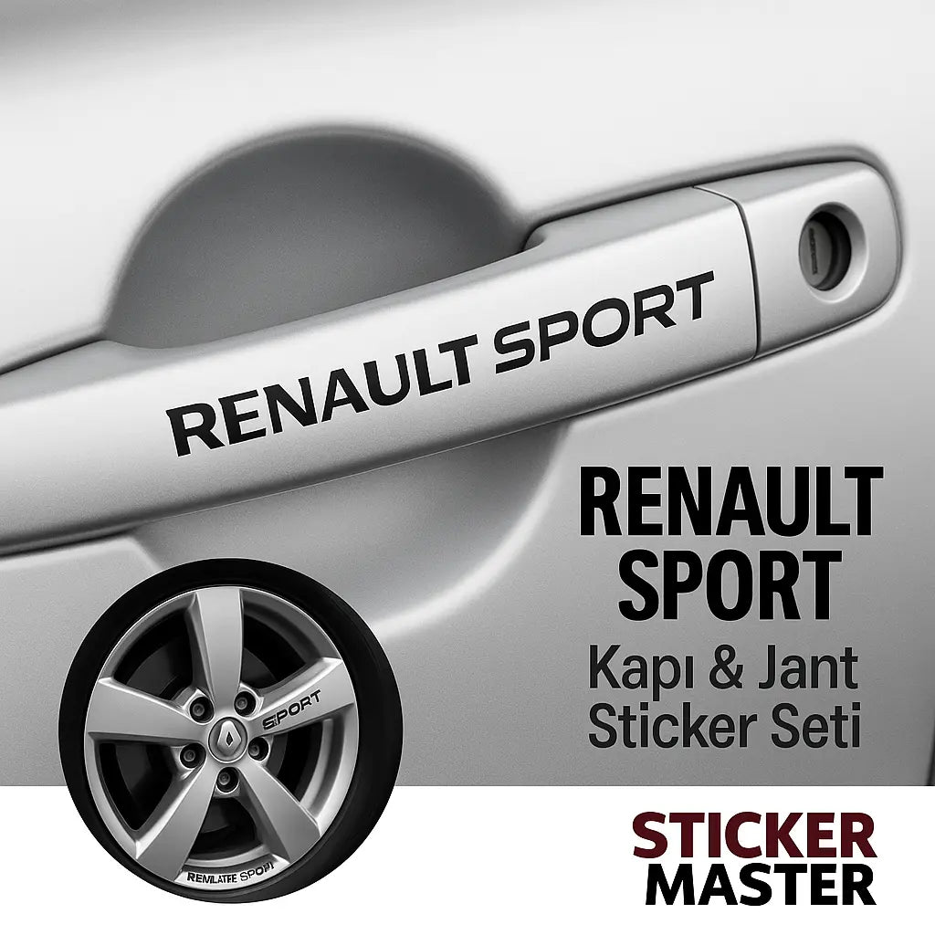 Sticker Master Renault Sport Kapı & Jant Sticker Seti – 10 Adet Dayanıklı Vinil Decal Sticker Master