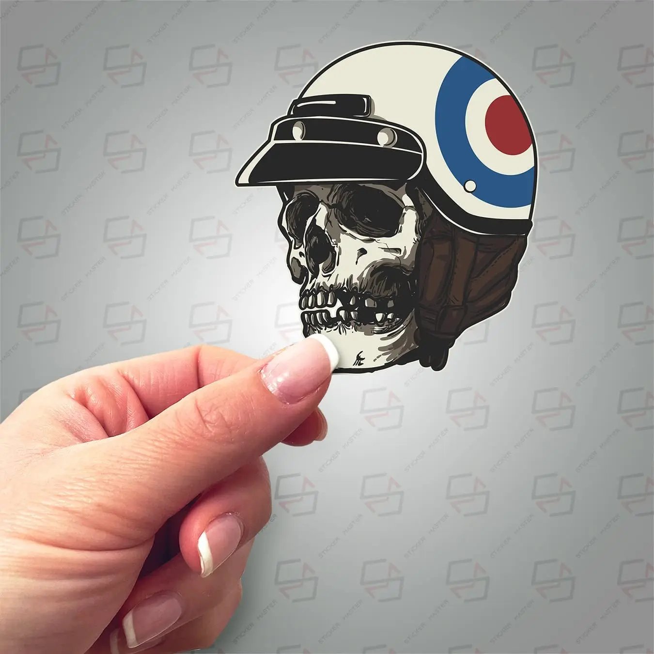 Sticker Master Skull Sticker Motor, Kask, Laptop, Araba, Oto Araç İçin Dayanıklı Etiket Decal