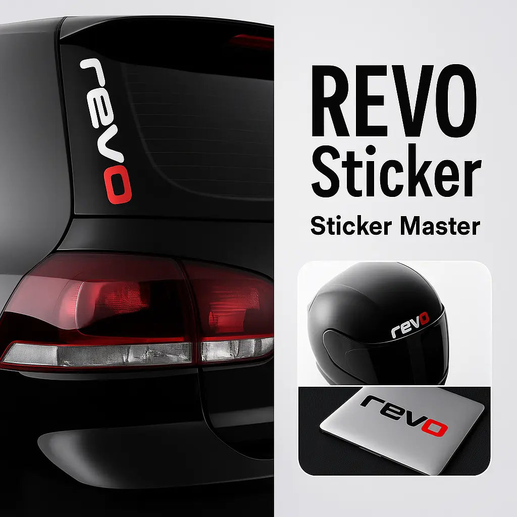 Sticker Master Revo Sticker – 20 cm Dayanıklı Vinil Etiket (Motor, Kask, Laptop, Araba) - 4 Adet Sticker Master