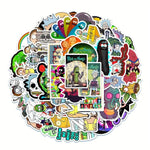 Sticker Master Rick and Morty Boyutlararası Sticker Seti (50 Adet) | Su Geçirmez Çizgi Dizi Çıkartmaları - Sticker Master