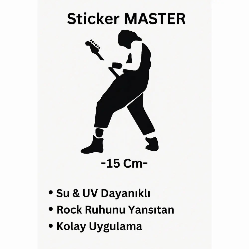 Sticker Master Rock Man Sticker - 15 Cm | Motor, Kask, Laptop, Araba, Oto Araç İçin Sticker Master