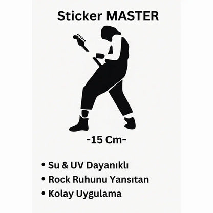 Sticker Master Rock Man Sticker - 15 Cm | Motor, Kask, Laptop, Araba, Oto Araç İçin Sticker Master