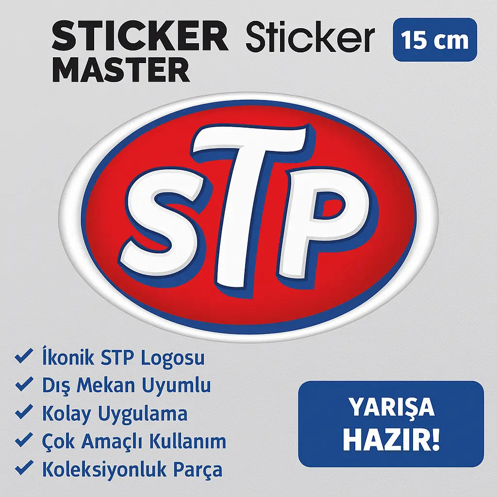 Sticker Master STP Sticker – Motor, Kask, Araba, Laptop İçin Dayanıklı Yarışçı Etiket 15 cm Sticker Master