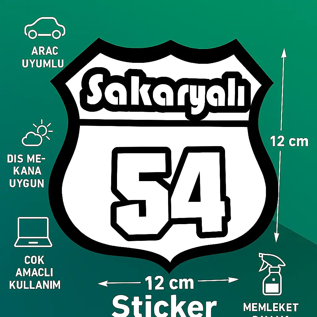 Sticker Master Sakaryalı 54 Sticker - Araba, Laptop, Kask, Motor İçin Dayanıklı Etiket - 12 Cm Sticker Master