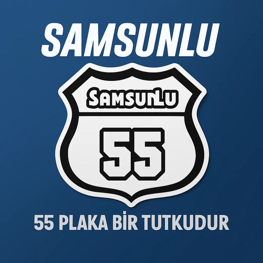 Sticker Master Samsunlu 55 Sticker – Araba, Laptop, Defter, Kask İçin 12 cm Şehir Plaka Etiketi Sticker Master