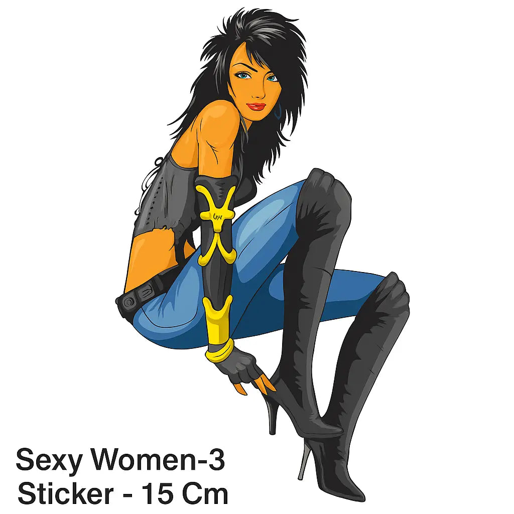 Sticker Master Sexy Women-3 Sticker - Motor, Laptop, Kask, Araba Camı İçin Dayanıklı Etiket - 15 Cm Sticker Master