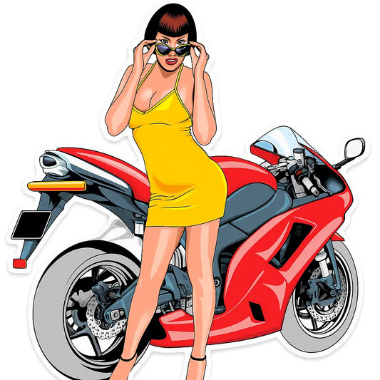 Sticker Master Sexy Women Motorbike Sticker - Motor, Laptop, Kask İçin Dayanıklı Etiket - 15 Cm Sticker Master