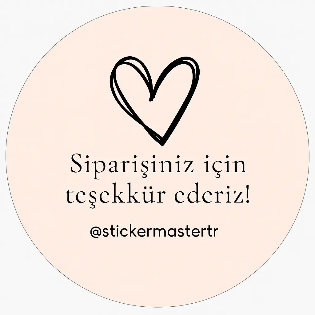 Sticker Master Şirketler Için Teşekkür Ederiz Kalp Sticker Etiket Paketleme Kutu Zarf 4 X 4 Cm 50Lı - Sticker Master