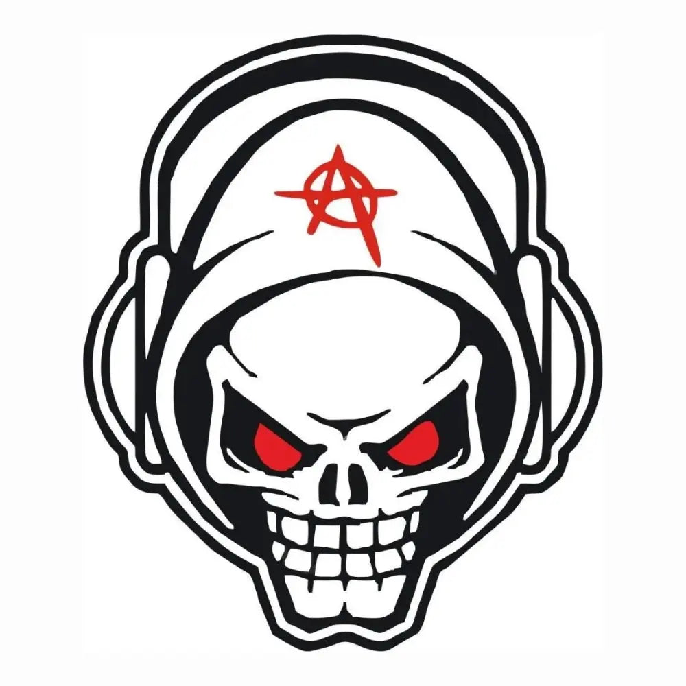 Sticker Master Skull Anarchy Sticker - Motor, Laptop, Kask, Araba Camı İçin Asi Tasarım Etiket - 15 Cm Sticker Master